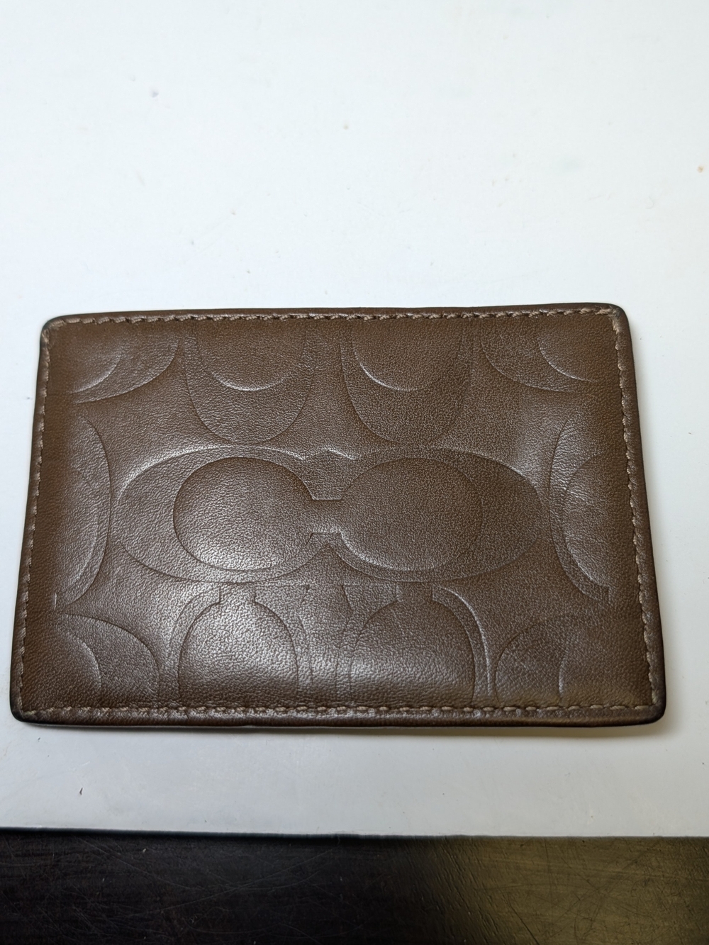 Coach Brown Embossed Leather Card Sleeve